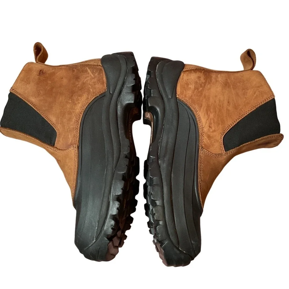 Lands End Chelsea Duck Boots Mens 11D Tan‎ Brown Good Leather Rubber 96615